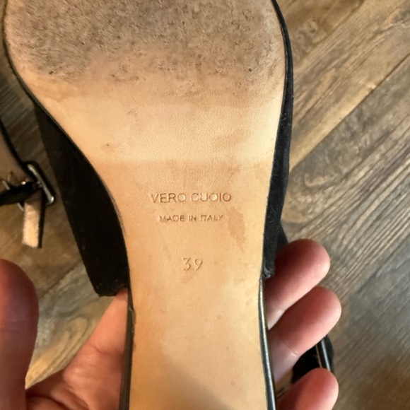 Black Suede Open Toe Slingback Bootie| Barneys of New York Luxury Heels - Picture 6 of 7